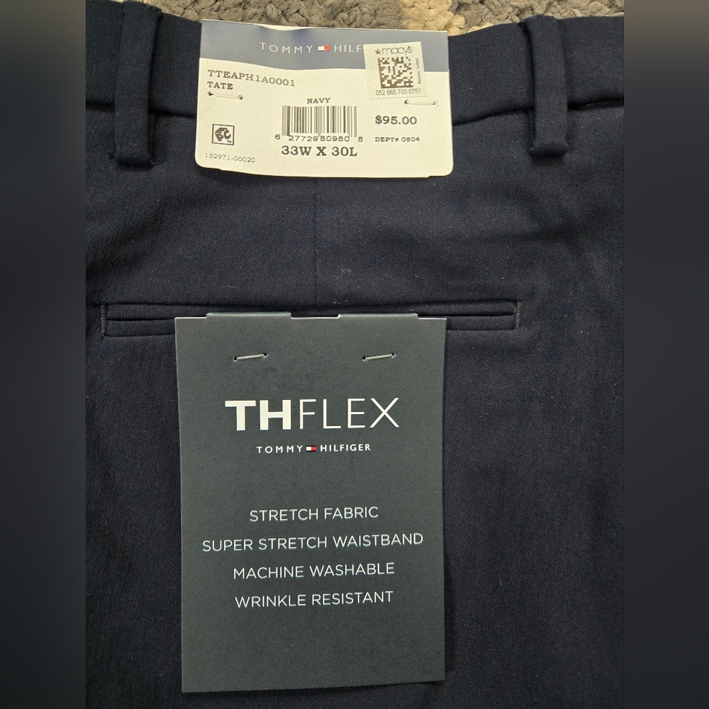 NWT Tommy Hilfiger Men's 33x30 THFlex Modern Fit Pant Stretch Navy Blue - Picture 9 of 11